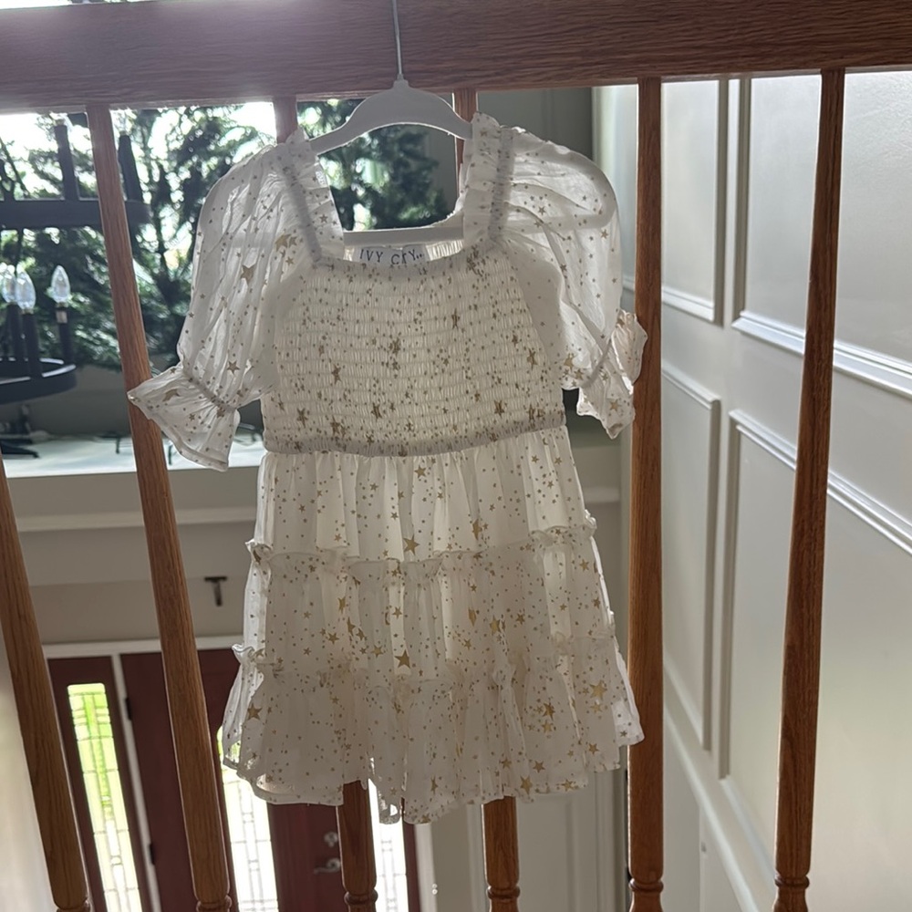 Ivy city co White Dress with Gold Star Pattern